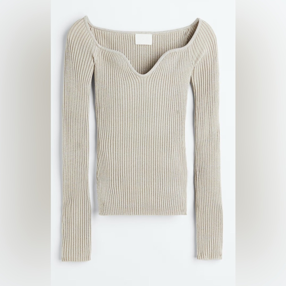 H&M Cream Ribbed Sweater